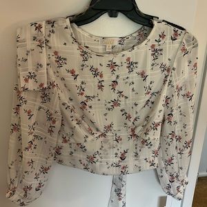 Tie back long sleeve blouse
